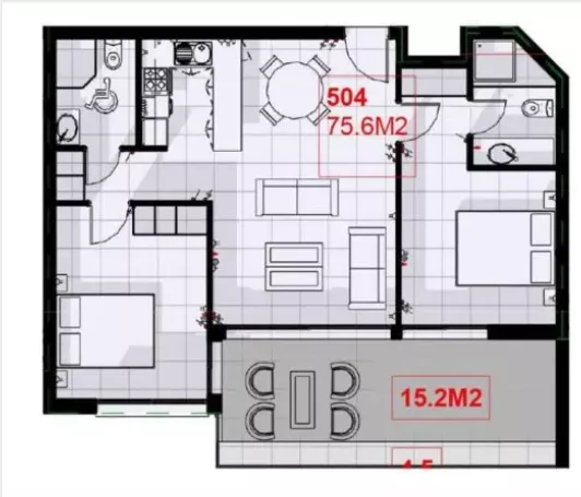 3 pokoje, apartament 90,80 m², piętro 5, oferta nr 504, Venus Garden Resort, Chloraka