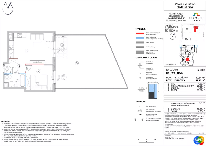 2 pokoje, mieszkanie 41,32 m², parter, oferta nr M_23_064, Fabrica URSUS - Etap B, Warszawa, Ursus, Szamoty, ul. Silnikowa 23, 25