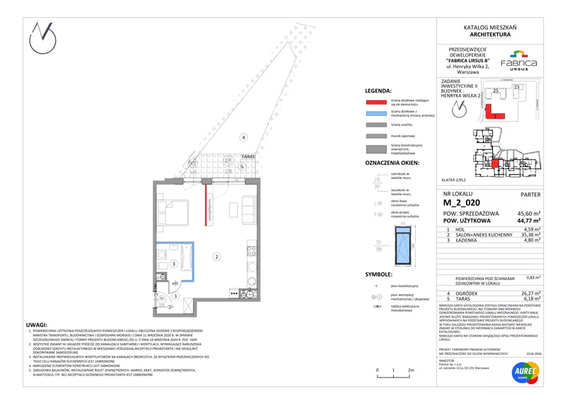 2 pokoje, mieszkanie 44,77 m², parter, oferta nr M_2_020, Fabrica URSUS - Etap B2, Warszawa, Ursus, Szamoty, ul. Henryka Wilka 2