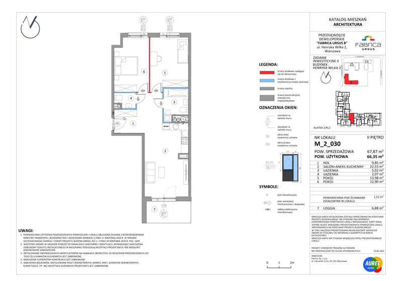 3 pokoje, mieszkanie 66,35 m², piętro 2, oferta nr M_2_030, Fabrica URSUS - Etap B2, Warszawa, Ursus, Szamoty, ul. Henryka Wilka 2