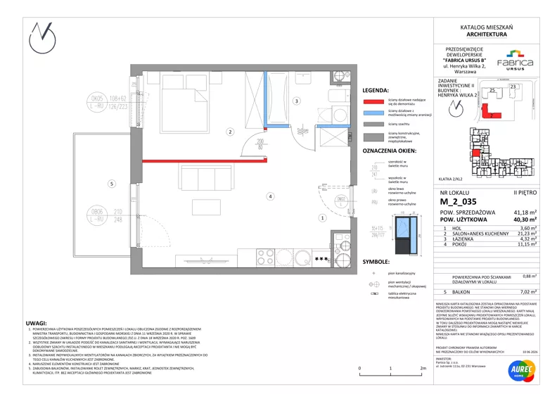 2 pokoje, mieszkanie 40,30 m², piętro 2, oferta nr M_2_035, Fabrica URSUS - Etap B2, Warszawa, Ursus, Szamoty, ul. Henryka Wilka 2