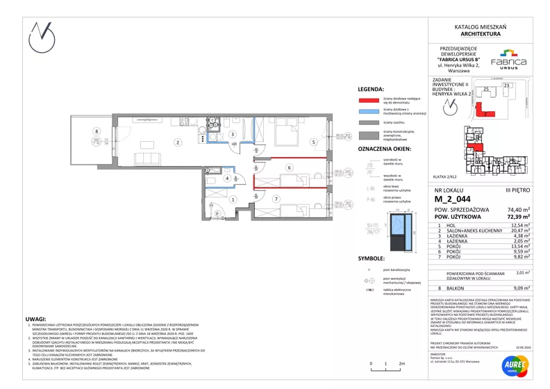 4 pokoje, mieszkanie 72,39 m², piętro 3, oferta nr M_2_044, Fabrica URSUS - Etap B2, Warszawa, Ursus, Szamoty, ul. Henryka Wilka 2