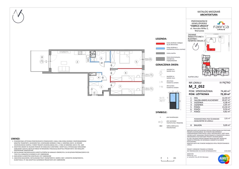 4 pokoje, mieszkanie 72,39 m², piętro 4, oferta nr M_2_052, Fabrica URSUS - Etap B2, Warszawa, Ursus, Szamoty, ul. Henryka Wilka 2