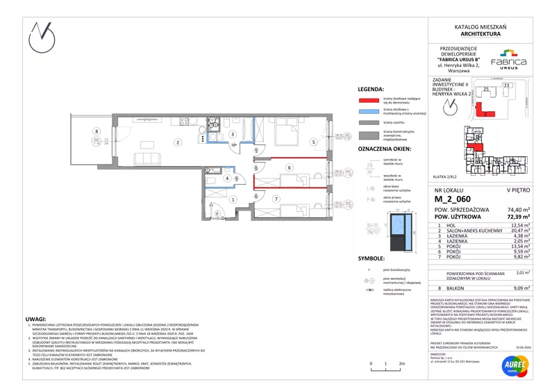 4 pokoje, mieszkanie 72,39 m², piętro 5, oferta nr M_2_060, Fabrica URSUS - Etap B2, Warszawa, Ursus, Szamoty, ul. Henryka Wilka 2