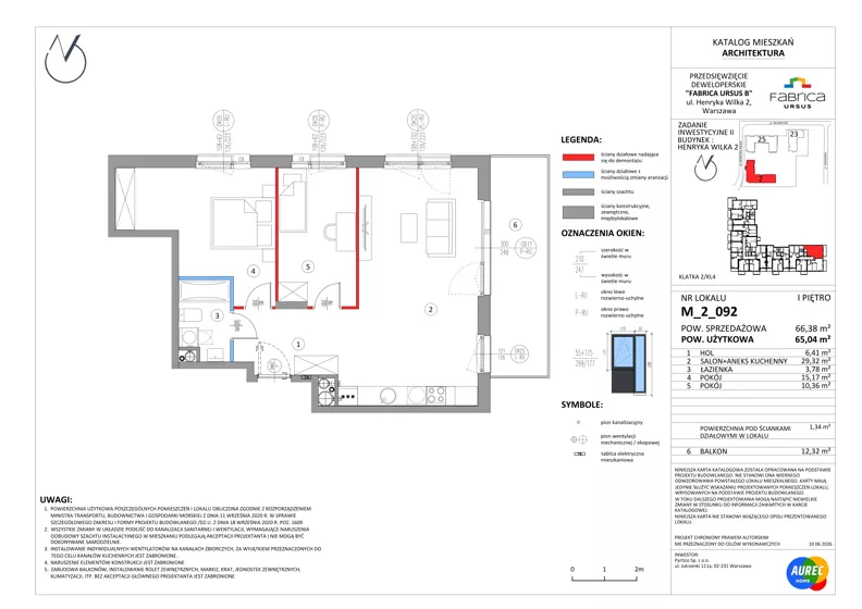 3 pokoje, mieszkanie 65,04 m², piętro 1, oferta nr M_2_092, Fabrica URSUS - Etap B2, Warszawa, Ursus, Szamoty, ul. Henryka Wilka 2