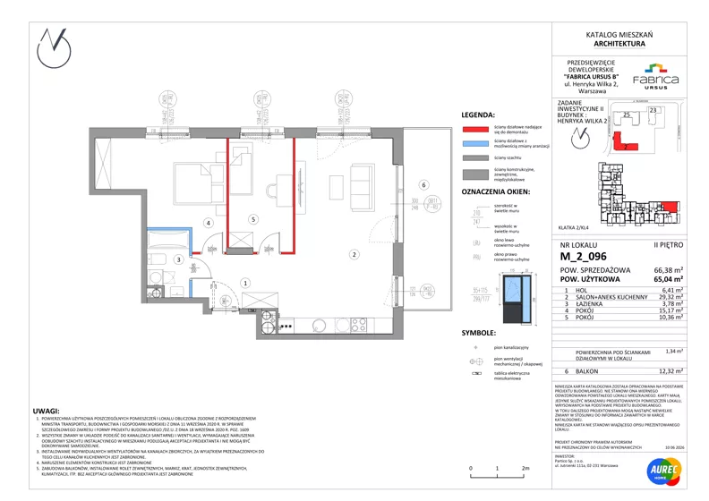 3 pokoje, mieszkanie 65,04 m², piętro 2, oferta nr M_2_096, Fabrica URSUS - Etap B2, Warszawa, Ursus, Szamoty, ul. Henryka Wilka 2