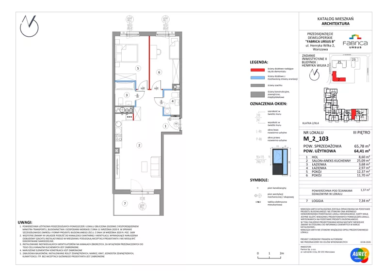 3 pokoje, mieszkanie 64,41 m², piętro 3, oferta nr M_2_103, Fabrica URSUS - Etap B2, Warszawa, Ursus, Szamoty, ul. Henryka Wilka 2