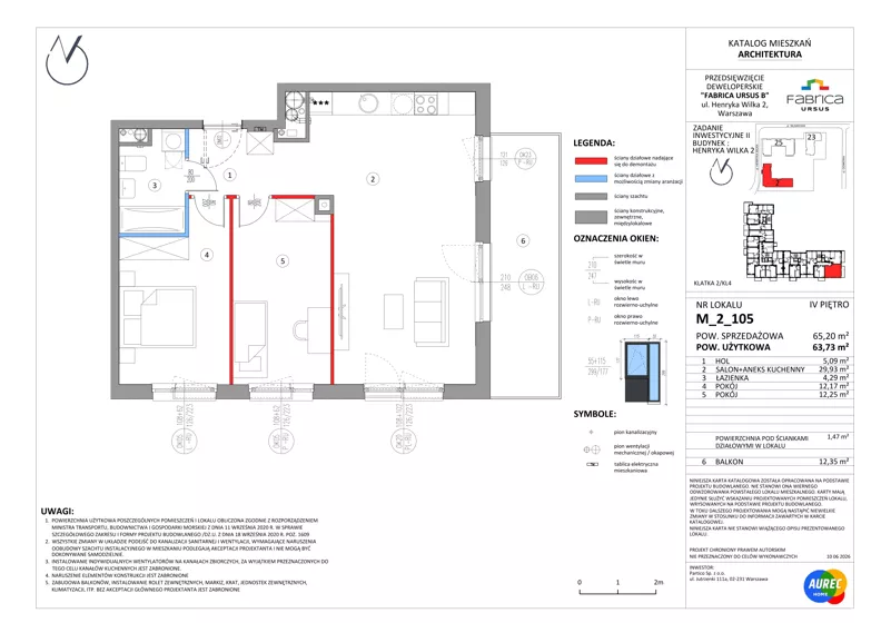 3 pokoje, mieszkanie 63,73 m², piętro 4, oferta nr M_2_105, Fabrica URSUS - Etap B2, Warszawa, Ursus, Szamoty, ul. Henryka Wilka 2