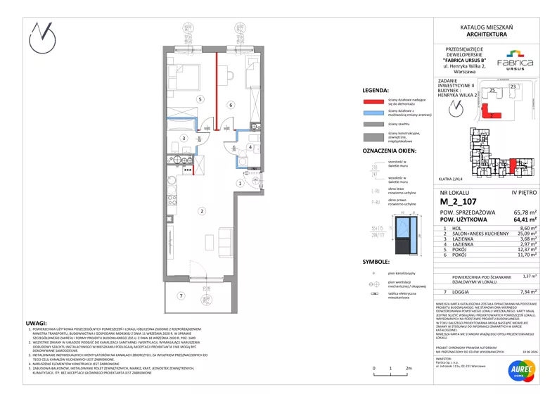 3 pokoje, mieszkanie 64,41 m², piętro 4, oferta nr M_2_107, Fabrica URSUS - Etap B2, Warszawa, Ursus, Szamoty, ul. Henryka Wilka 2