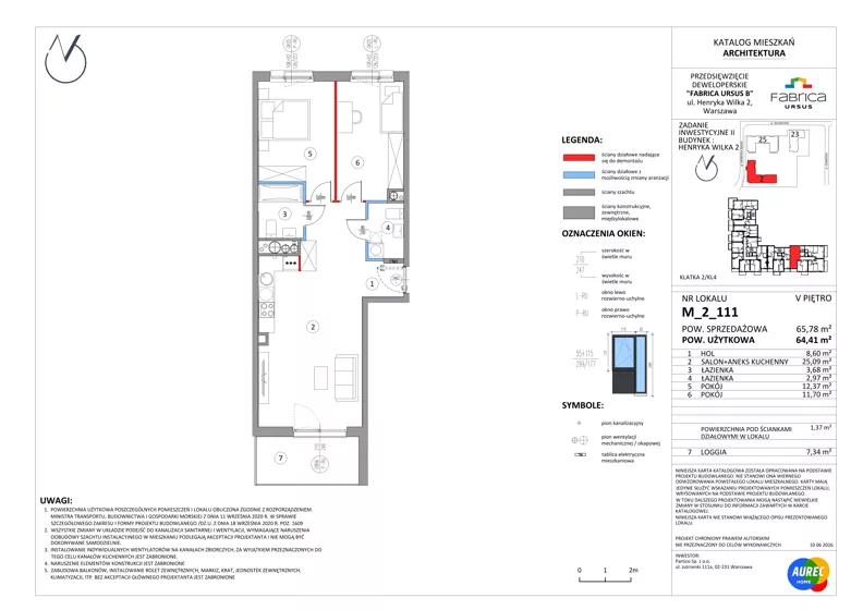 3 pokoje, mieszkanie 64,41 m², piętro 5, oferta nr M_2_111, Fabrica URSUS - Etap B2, Warszawa, Ursus, Szamoty, ul. Henryka Wilka 2