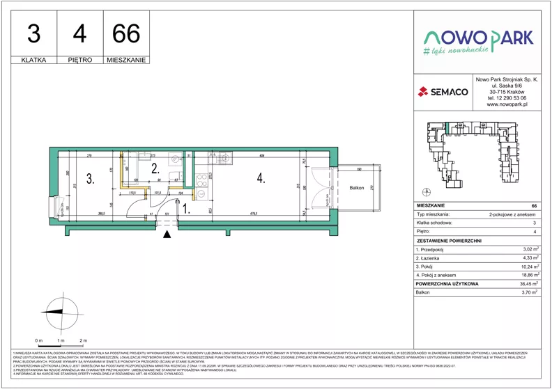 2 pokoje, mieszkanie 36,45 m², piętro 4, oferta nr 66, NowoPark, Kraków, Czyżyny, ul. Sołtysowska/Tomickiego