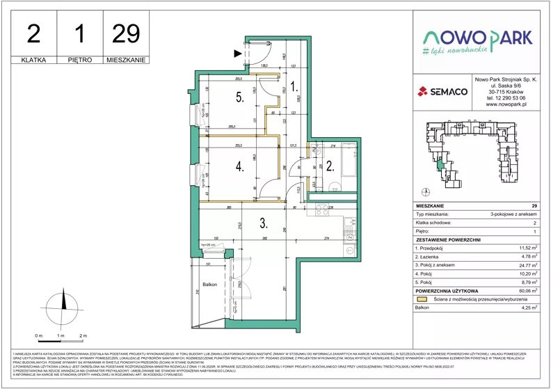 3 pokoje, mieszkanie 60,06 m², piętro 1, oferta nr 29, NowoPark, Kraków, Czyżyny, ul. Sołtysowska/Tomickiego