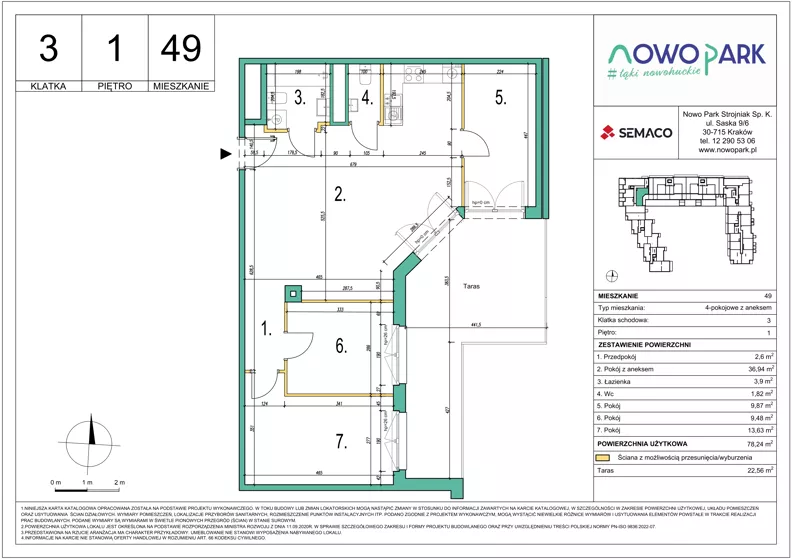 4 pokoje, mieszkanie 78,24 m², piętro 1, oferta nr 49, NowoPark, Kraków, Czyżyny, ul. Sołtysowska/Tomickiego
