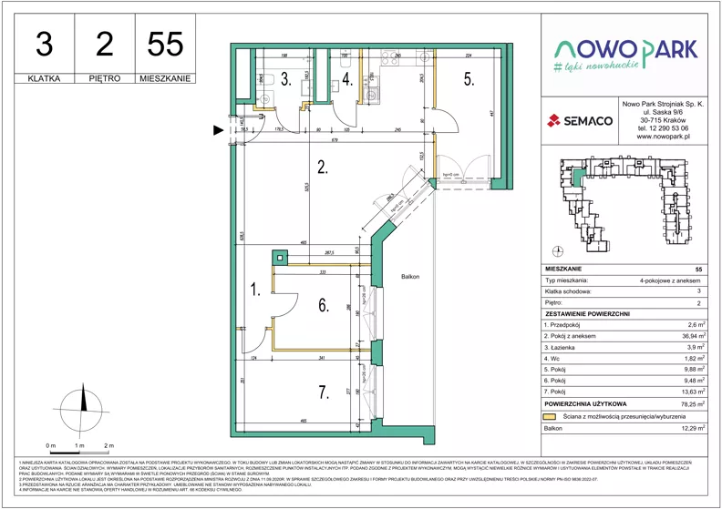 4 pokoje, mieszkanie 78,25 m², piętro 2, oferta nr 55, NowoPark, Kraków, Czyżyny, ul. Sołtysowska/Tomickiego