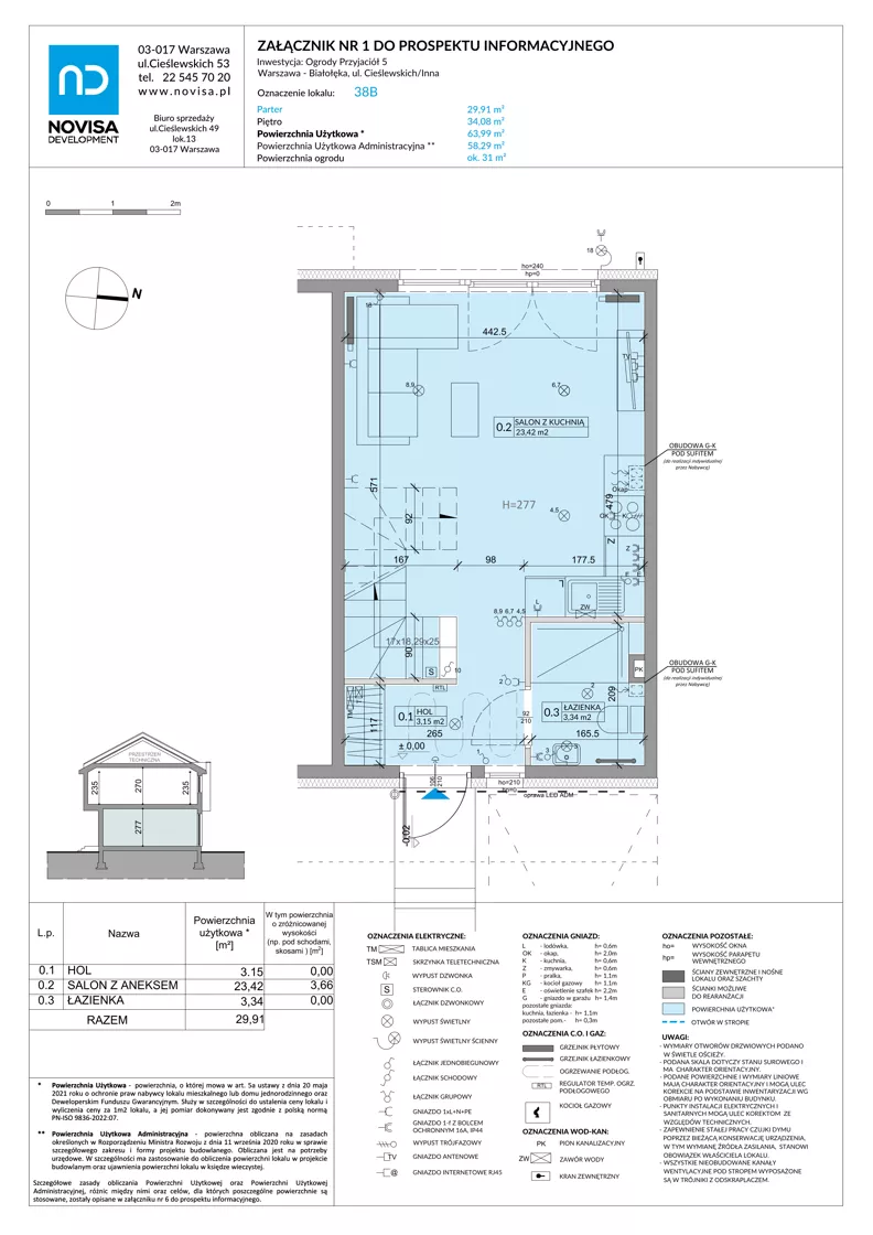 Dom 63,99 m², oferta nr 38B, Ogrody Przyjaciół 5 - etap 4, Warszawa, Białołęka, Szamocin, ul. Inna