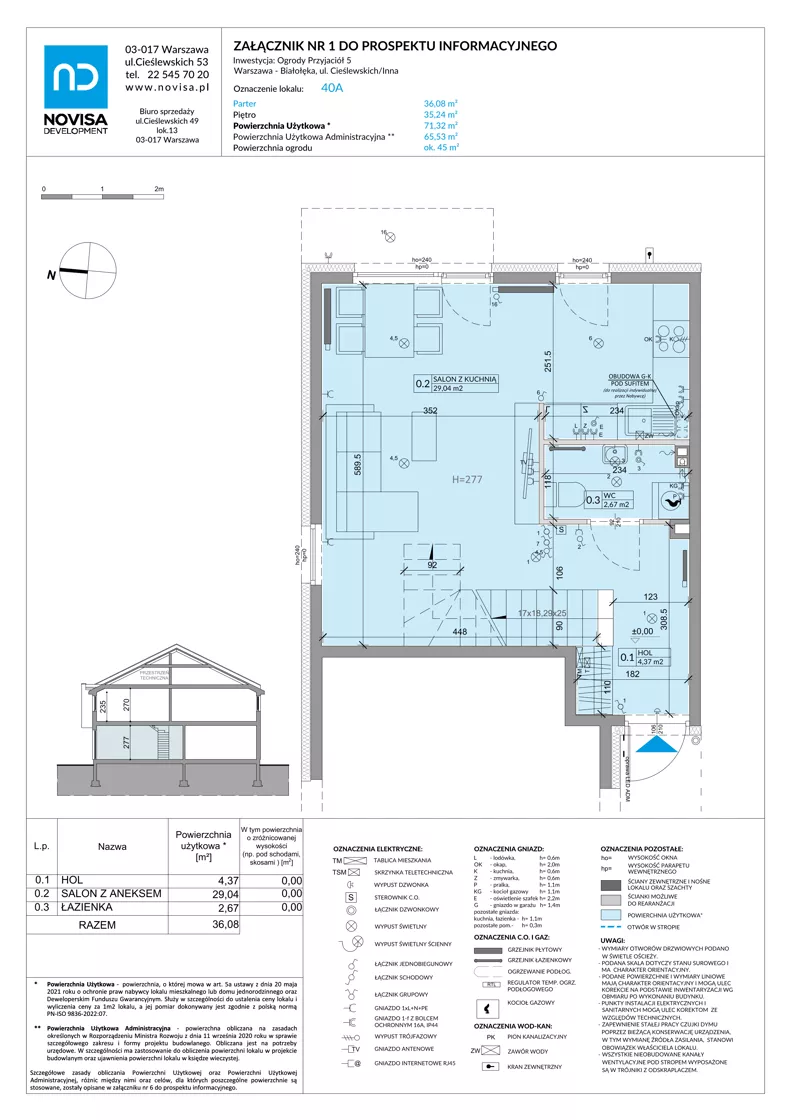 Dom 71,32 m², oferta nr 40A, Ogrody Przyjaciół 5 - etap 4, Warszawa, Białołęka, Szamocin, ul. Inna