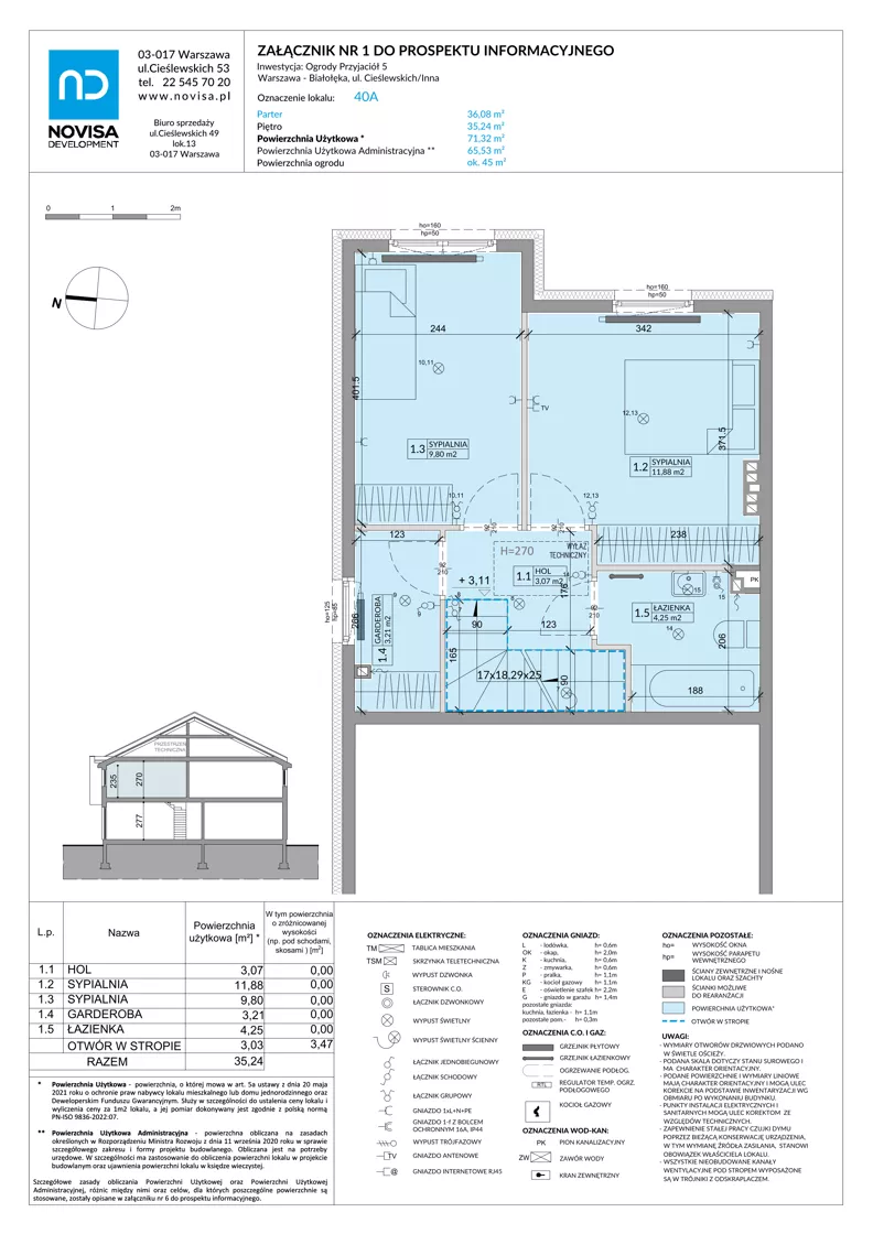 Dom 71,32 m², oferta nr 40A, Ogrody Przyjaciół 5 - etap 4, Warszawa, Białołęka, Szamocin, ul. Inna