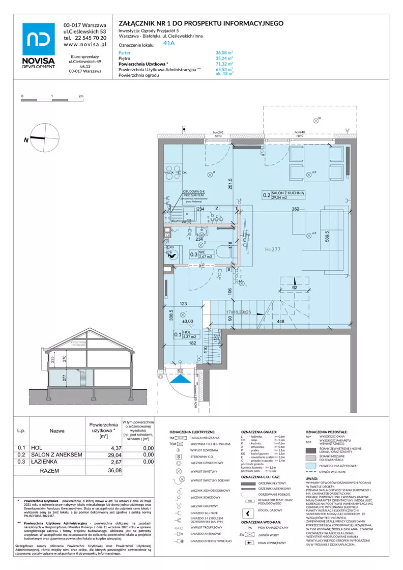 Dom 71,32 m², oferta nr 41A, Ogrody Przyjaciół 5 - etap 4, Warszawa, Białołęka, Szamocin, ul. Inna