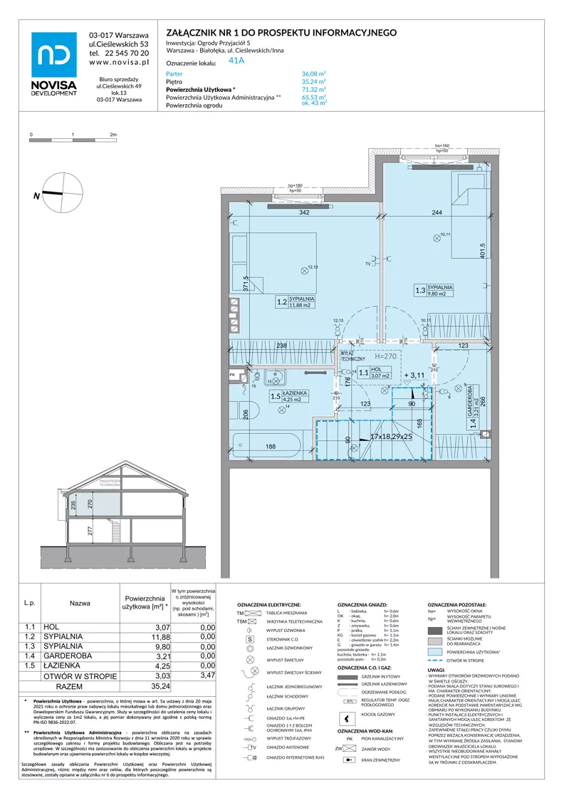 Dom 71,32 m², oferta nr 41A, Ogrody Przyjaciół 5 - etap 4, Warszawa, Białołęka, Szamocin, ul. Inna