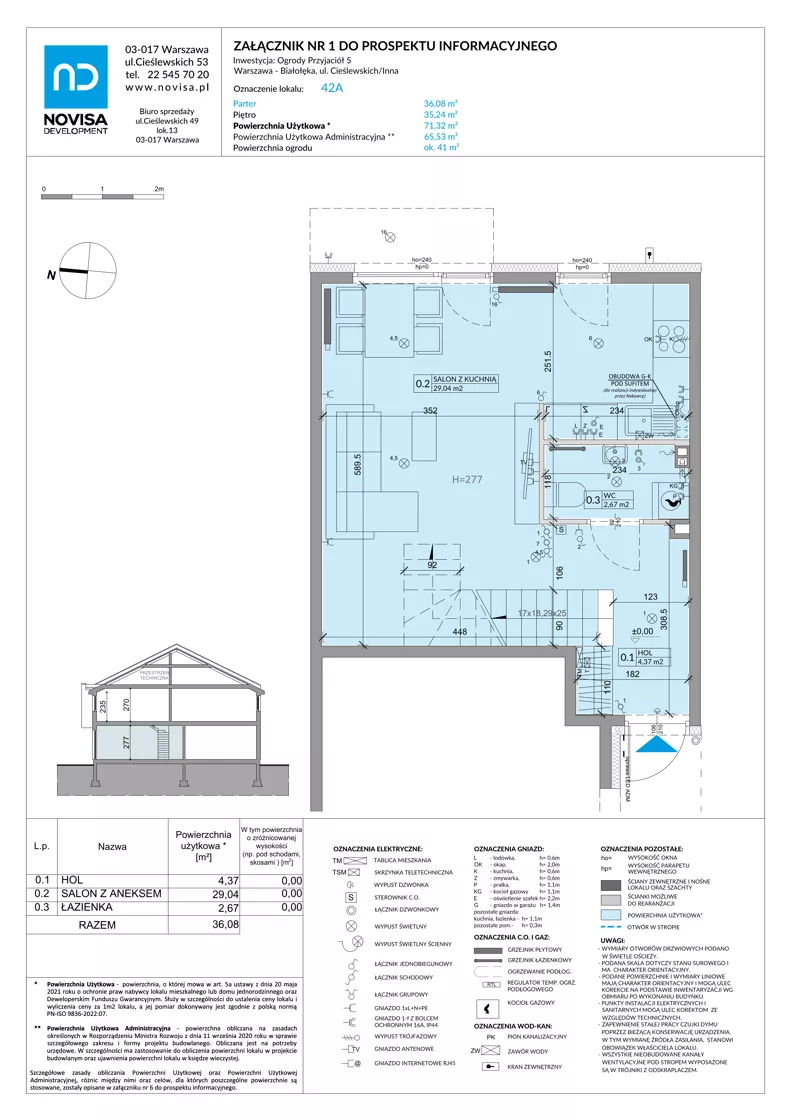 Dom 71,32 m², oferta nr 42A, Ogrody Przyjaciół 5 - etap 4, Warszawa, Białołęka, Szamocin, ul. Inna
