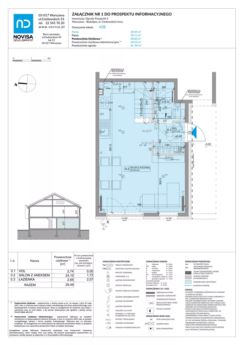 Dom 68,60 m², oferta nr 42B, Ogrody Przyjaciół 5 - etap 4, Warszawa, Białołęka, Szamocin, ul. Inna