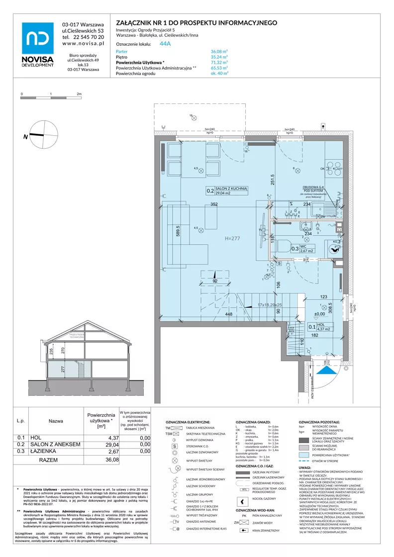 Dom 71,32 m², oferta nr 44A, Ogrody Przyjaciół 5 - etap 4, Warszawa, Białołęka, Szamocin, ul. Inna
