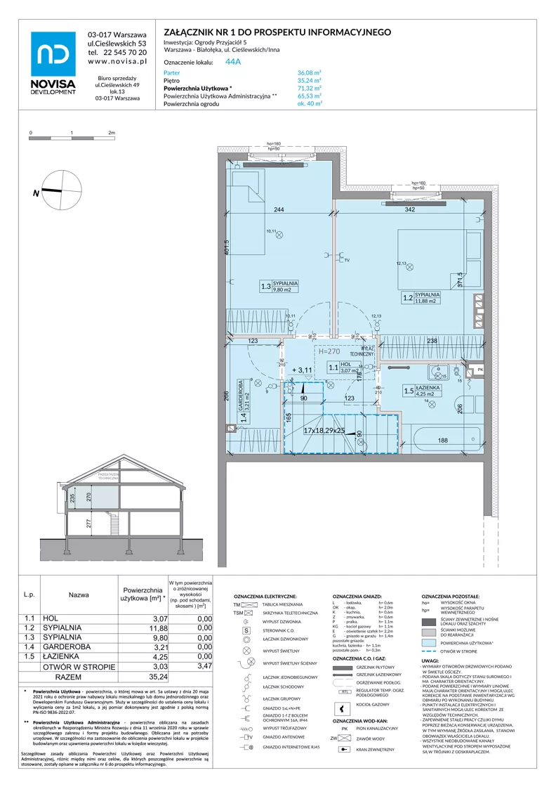 Dom 71,32 m², oferta nr 44A, Ogrody Przyjaciół 5 - etap 4, Warszawa, Białołęka, Szamocin, ul. Inna