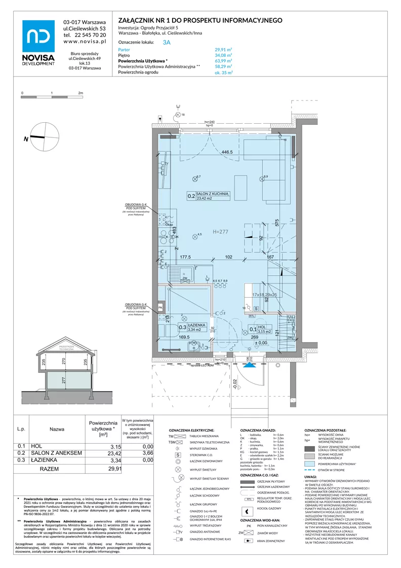Dom 63,99 m², oferta nr 3A, Ogrody Przyjaciół 5, Warszawa, Białołęka, Szamocin, ul. Cieślewskich/Inna