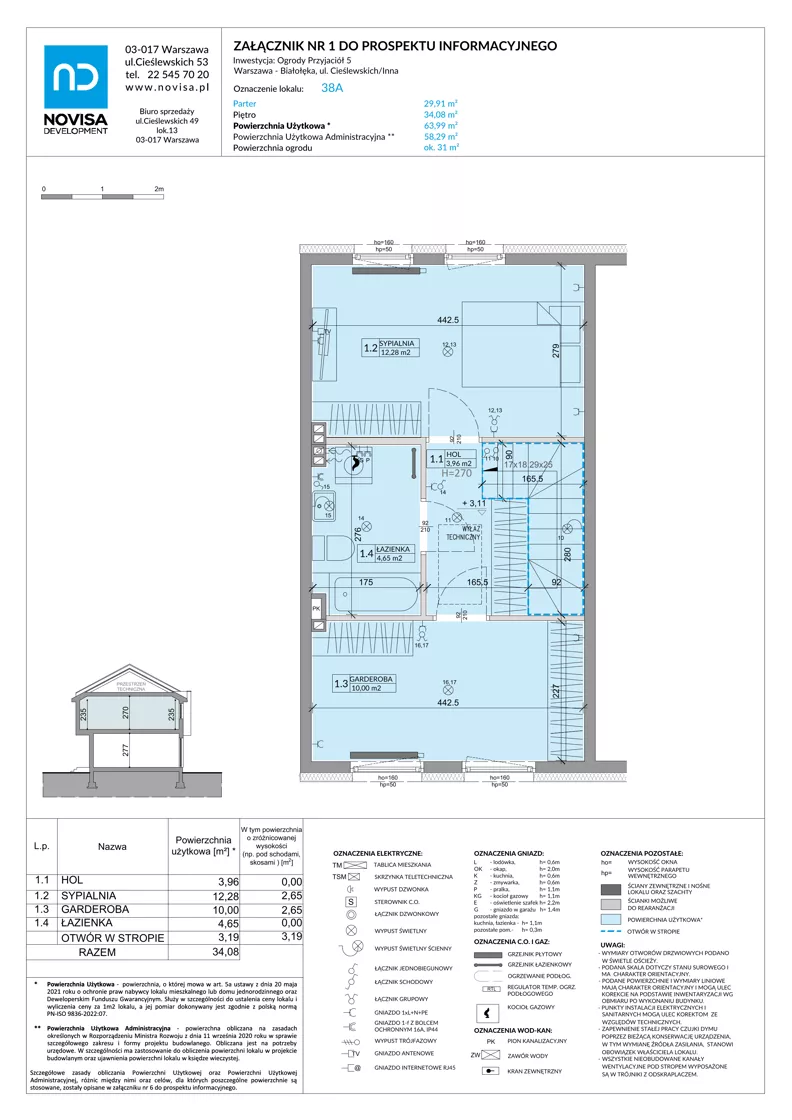 Dom 63,99 m², oferta nr 38A, Ogrody Przyjaciół 5 - etap 4, Warszawa, Białołęka, Szamocin, ul. Inna