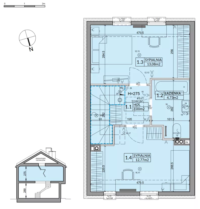 Dom 72,53 m², oferta nr 64B, Nova Magdalenka 7 - etap 7, Słomin, ul. Janczewicka