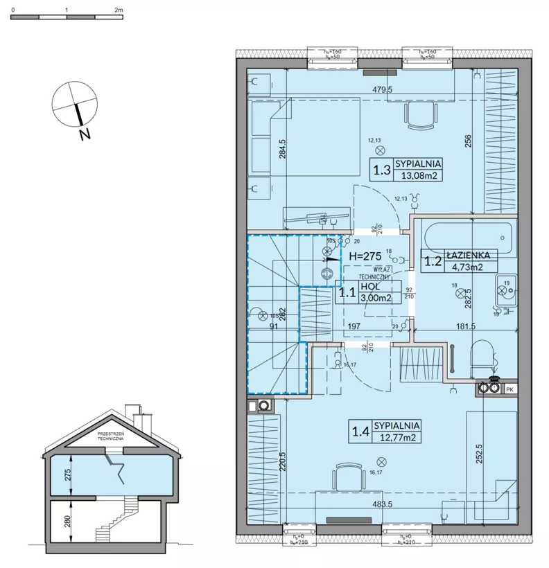 Dom 72,53 m², oferta nr 75B, Nova Magdalenka 7, Słomin, ul. Janczewicka