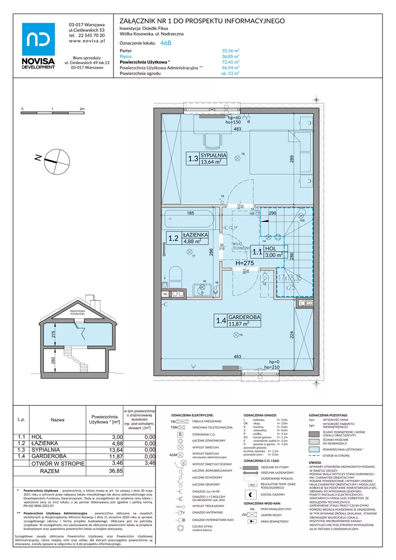 Dom 72,41 m², oferta nr 46B, Osiedle Fikus, Wólka Kosowska, ul. Nadrzeczna