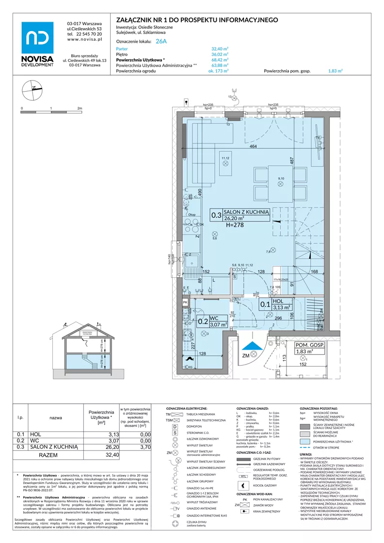 Dom 68,42 m², oferta nr 26A, Osiedle Słoneczne - etap 3, Sulejówek, ul. Szklarniowa