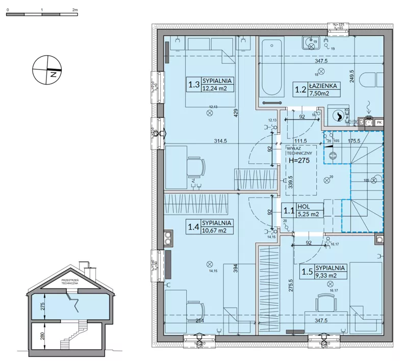 Dom 95,53 m², oferta nr 1A, Osiedle Pod Dębem, Boryszew, ul. Nadziei
