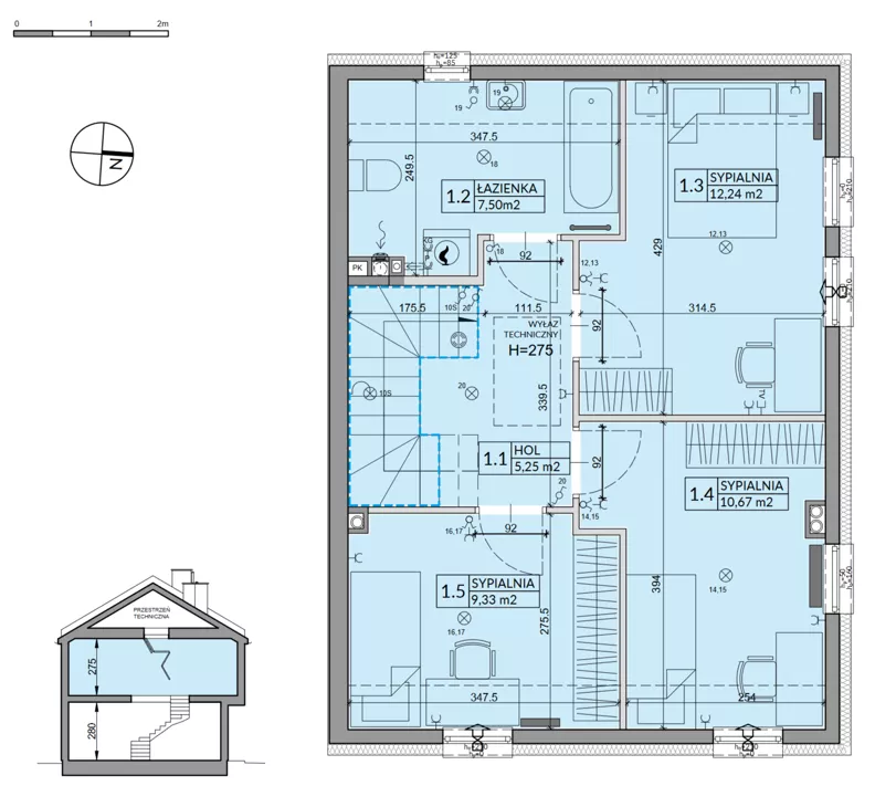 Dom 95,53 m², oferta nr 2B, Osiedle Pod Dębem, Boryszew, ul. Nadziei