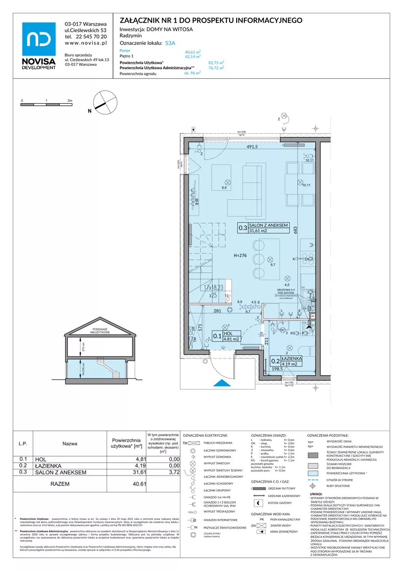 4 pokoje, mieszkanie 82,75 m², parter, oferta nr 53A, Domy na Witosa - etap 2A, Radzymin, ul. Wincentego Witosa
