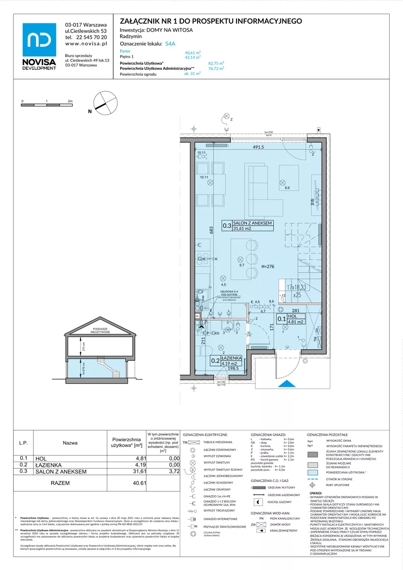 4 pokoje, mieszkanie 82,75 m², parter, oferta nr 54A, Domy na Witosa - etap 2A, Radzymin, ul. Wincentego Witosa
