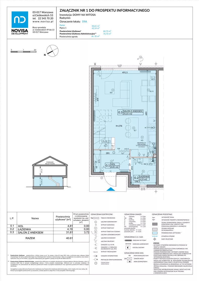 4 pokoje, mieszkanie 82,75 m², parter, oferta nr 59A, Domy na Witosa - etap 2A, Radzymin, ul. Wincentego Witosa