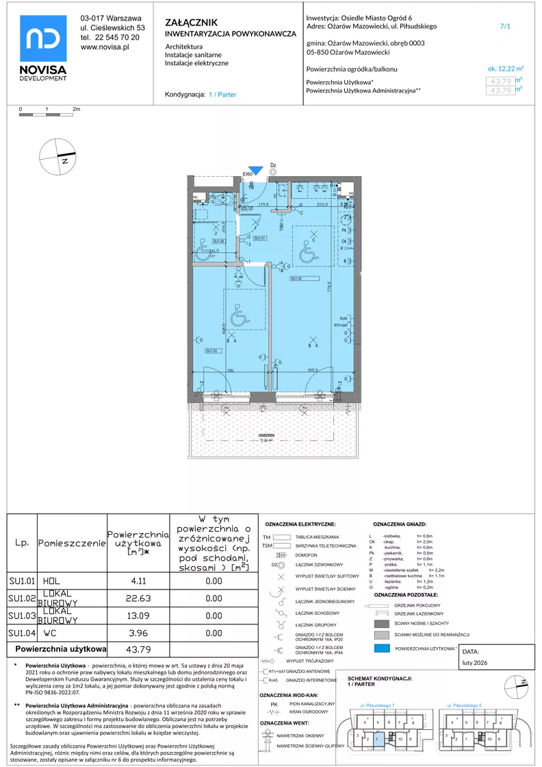 2 pokoje, mieszkanie 43,79 m², parter, oferta nr SU1, Miasto Ogród 6, Ożarów Mazowiecki, ul. Widok