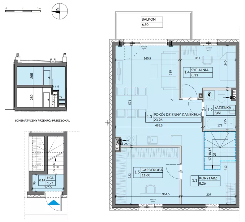 3 pokoje, mieszkanie 60,99 m², piętro 1, oferta nr 2, Boska Pabianicka, Łódź, Górna, ul. Pabianicka 296