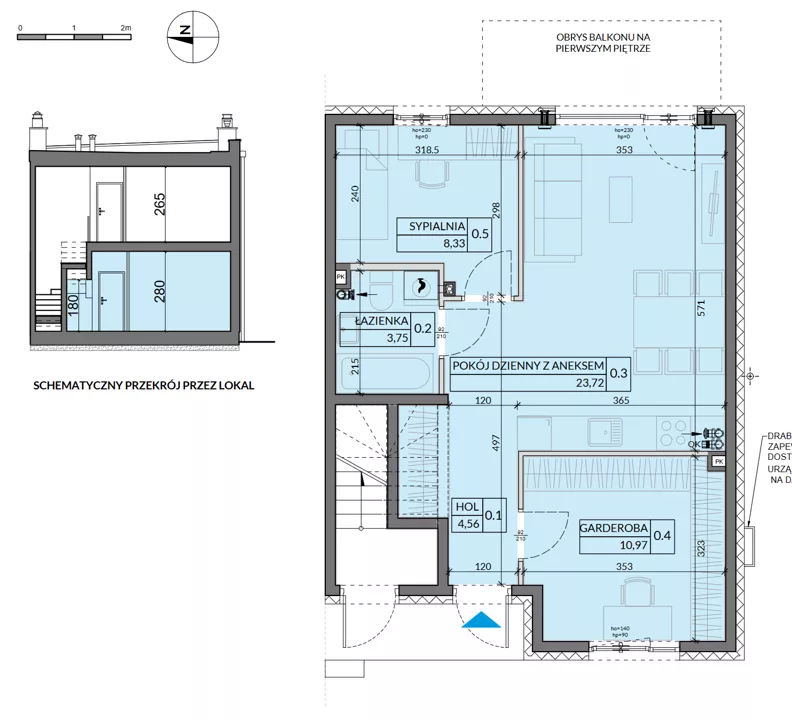 3 pokoje, mieszkanie 51,33 m², parter, oferta nr 3, Boska Pabianicka, Łódź, Górna, ul. Pabianicka 296
