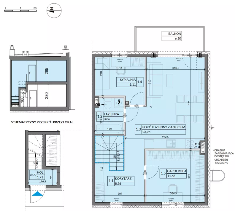 3 pokoje, mieszkanie 60,99 m², piętro 1, oferta nr 4, Boska Pabianicka, Łódź, Górna, ul. Pabianicka 296