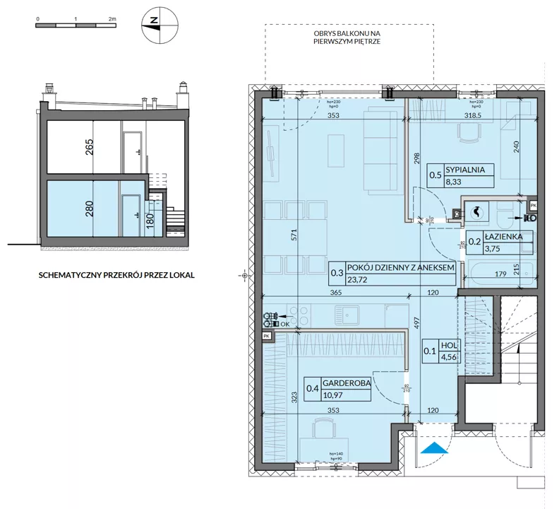 3 pokoje, mieszkanie 51,33 m², parter, oferta nr 5, Boska Pabianicka, Łódź, Górna, ul. Pabianicka 296