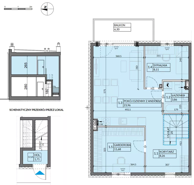 3 pokoje, mieszkanie 60,99 m², piętro 1, oferta nr 6, Boska Pabianicka, Łódź, Górna, ul. Pabianicka 296