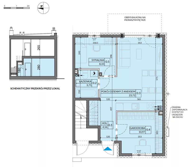 3 pokoje, mieszkanie 51,33 m², parter, oferta nr 7, Boska Pabianicka, Łódź, Górna, ul. Pabianicka 296