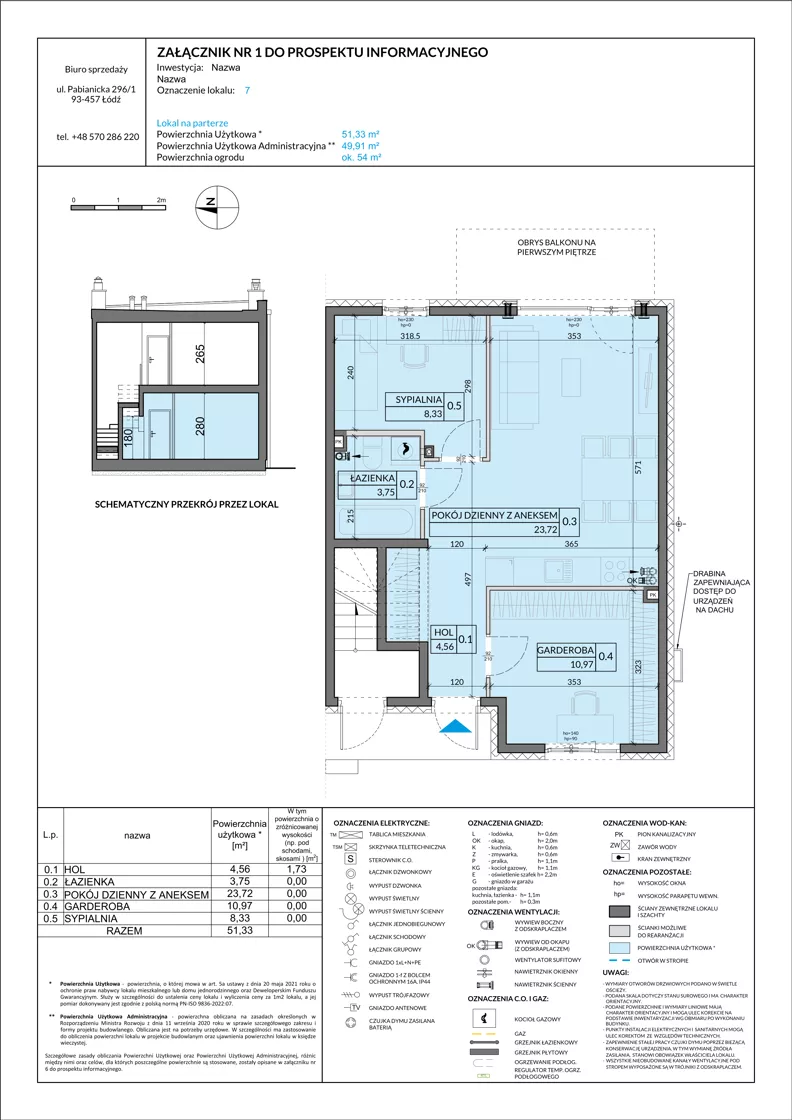 3 pokoje, mieszkanie 51,33 m², parter, oferta nr 7, Boska Pabianicka, Łódź, Górna, ul. Pabianicka 296
