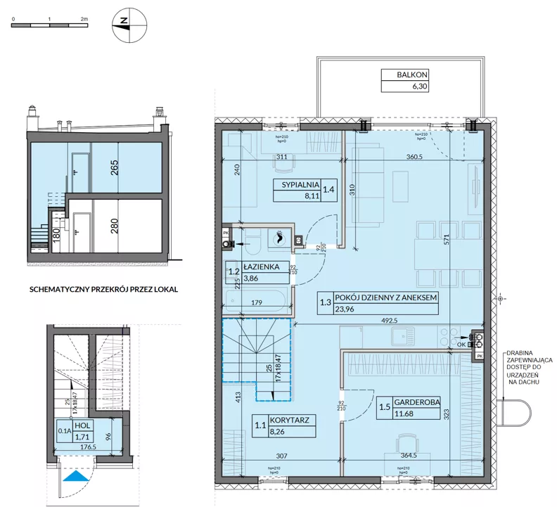 3 pokoje, mieszkanie 60,99 m², piętro 1, oferta nr 8, Boska Pabianicka, Łódź, Górna, ul. Pabianicka 296