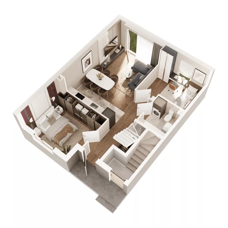 3 pokoje, mieszkanie 51,33 m², parter, oferta nr 13, Boska Pabianicka, Łódź, Górna, ul. Pabianicka 296