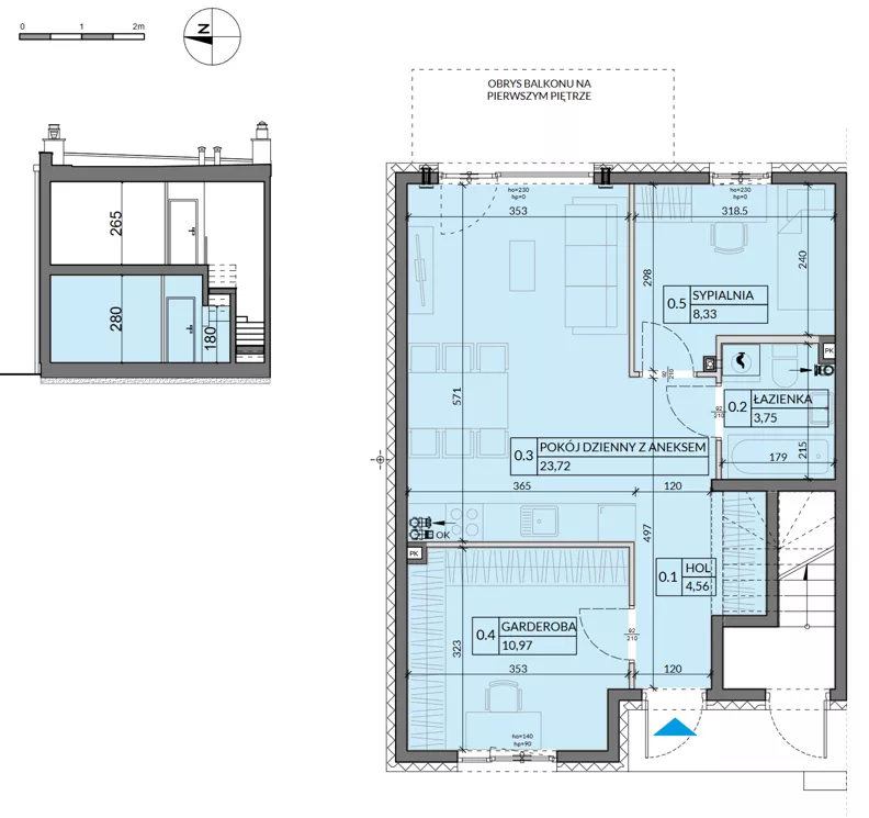 3 pokoje, mieszkanie 51,33 m², parter, oferta nr 13, Boska Pabianicka, Łódź, Górna, ul. Pabianicka 296