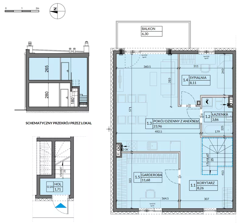 3 pokoje, mieszkanie 60,99 m², piętro 1, oferta nr 14, Boska Pabianicka, Łódź, Górna, ul. Pabianicka 296